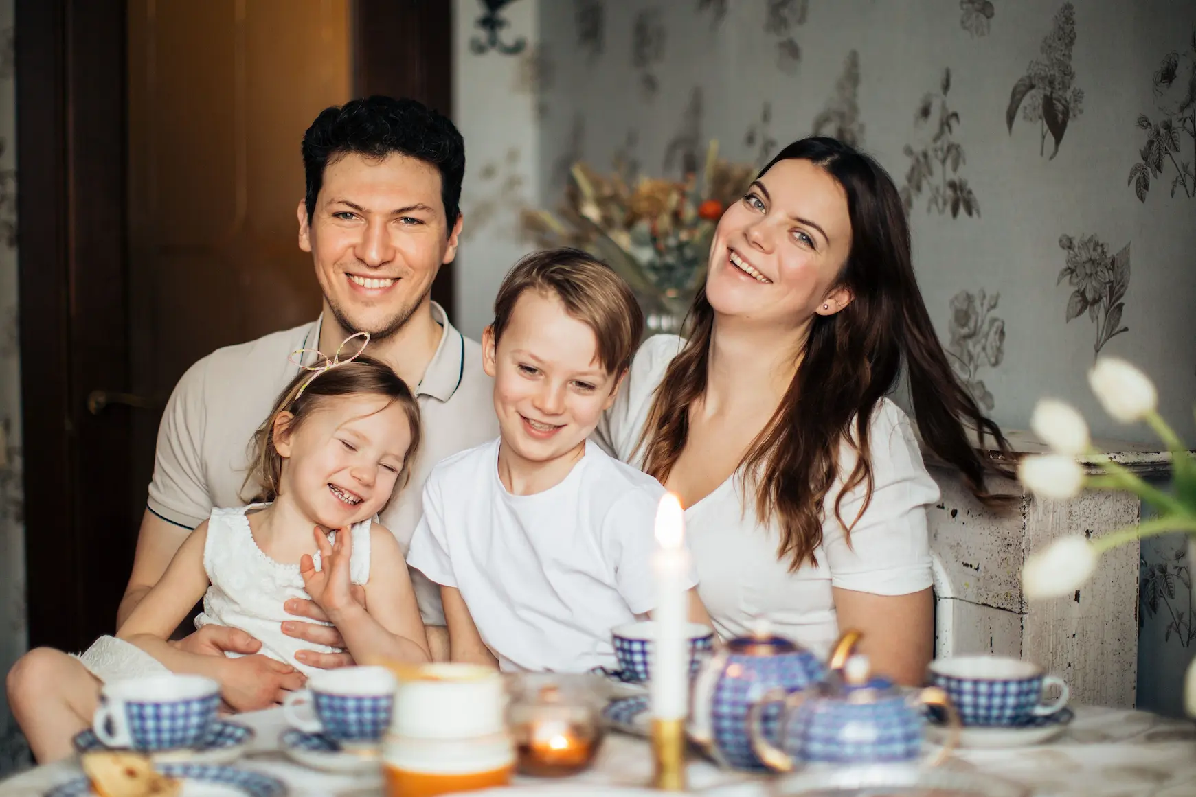 A family sharing a meal together