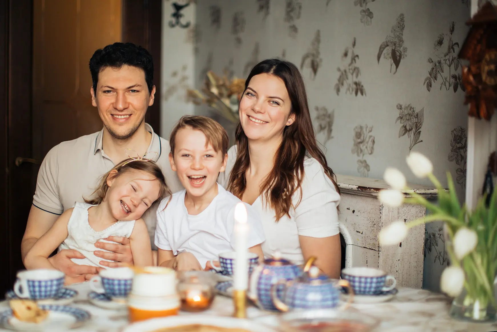 A family enjoying breakfast together