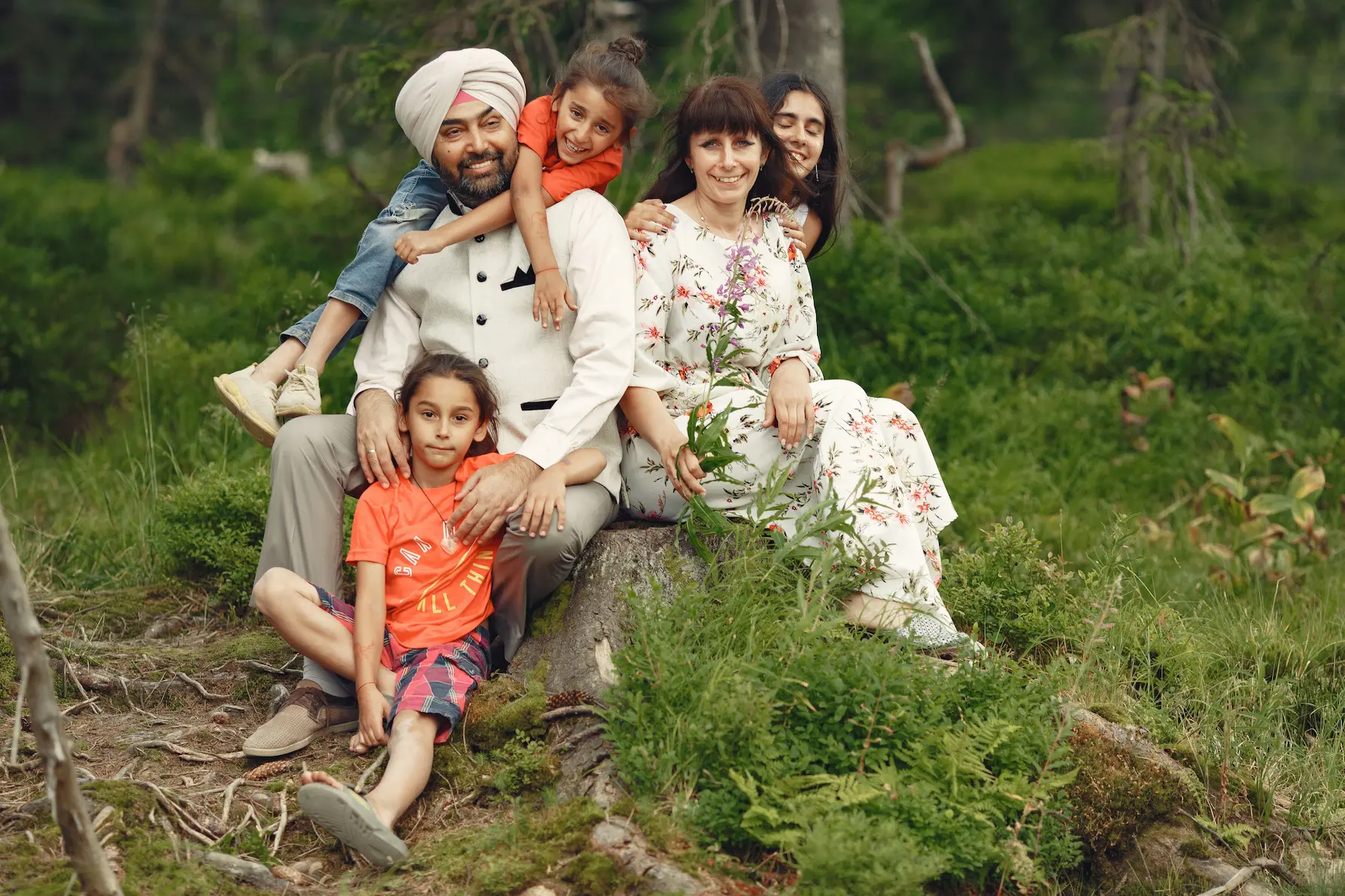 A family spending time together outdoors
