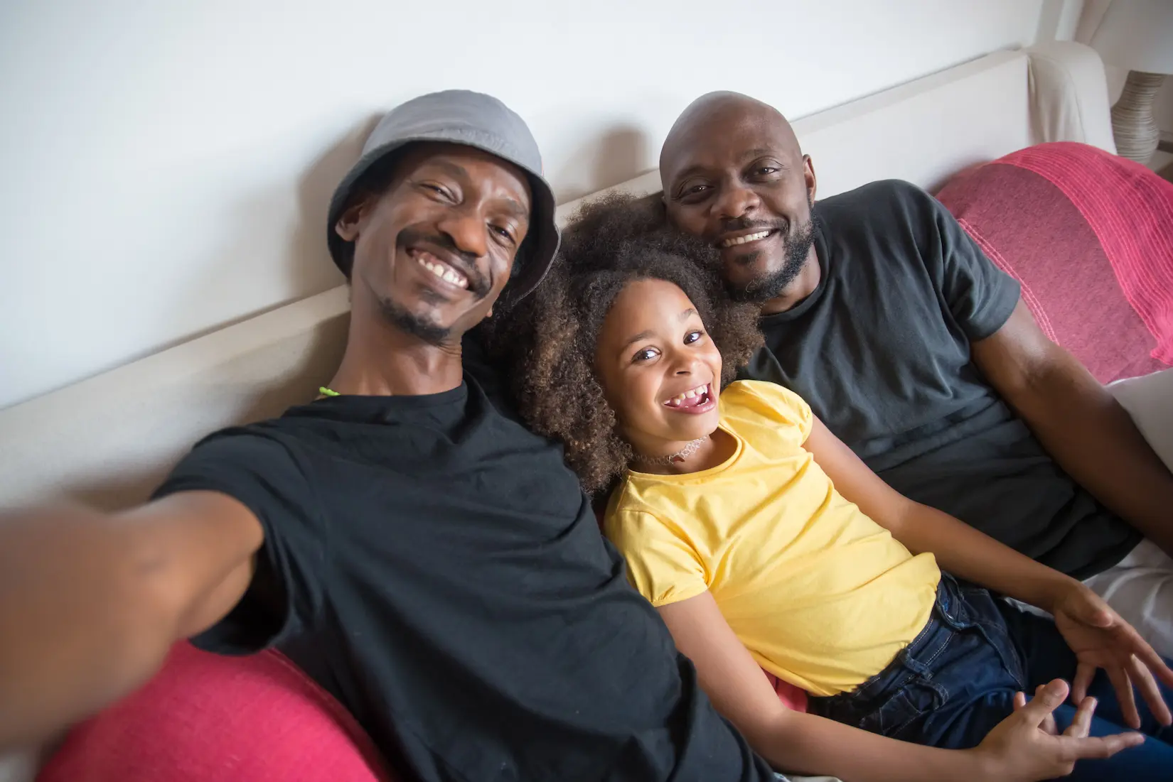 A family relaxing together at home